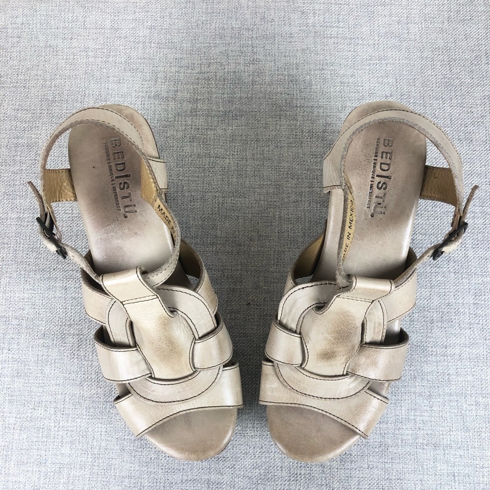 BED STU Melissa Sandal Chunky Wooden Platform Heel - Picture 2 of 7